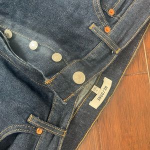 Like new denim from Re/done jeans. Straight leg 90s style. Dark wash.